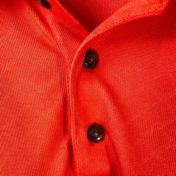 PEBBLE BEACH Performance Men's Short Sleeve Golf Polo Neon Orange Size Medium - Picture 5 of 7